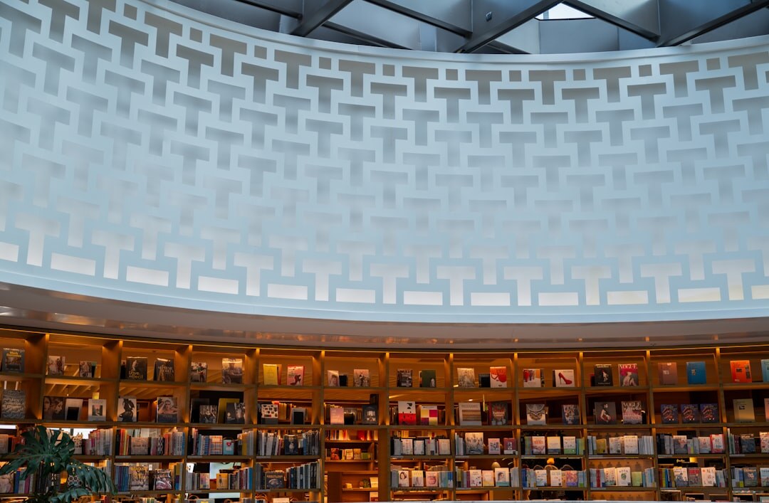bookstore shelves with novels